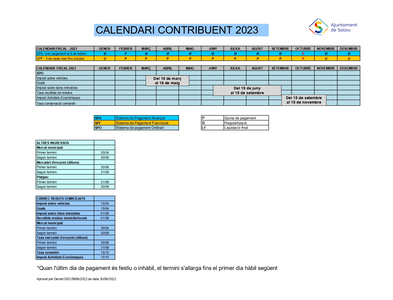 El Ayuntamiento de Salou edita el nuevo calendario del contribuyente, para este año 2023